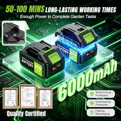 6000mAh Brushless Cordlees Tiller for Gardening,9" Width 7" Depth