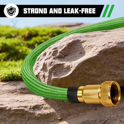 50FT Premium Non-Expanding Garden Hose Ultra Lightweight Design 50 FT Watering Hose with 10 Function Nozzle, Kink & Tangle-Free, Leakproof & Pressure Resistant for Yard/Lawn/Camping (Green) - color: Green, size: 50FT