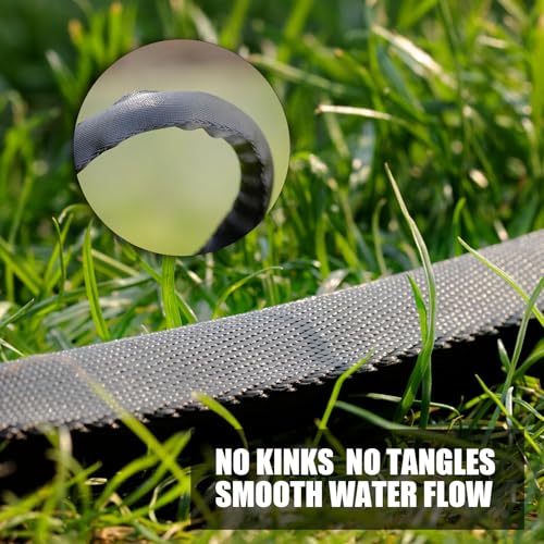 Non-Expandable Garden Hose 25feet, with 10 Function Hose Nozzle, Tough & Flexible, Lightweight, Crush Resistant Fittings, Kink & Tangle Free, Rust Proof - size: 25FT
