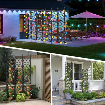 63 Inch Black Metal Pipe Garden Trellis Support Fence Frame for Climbing - color: Black