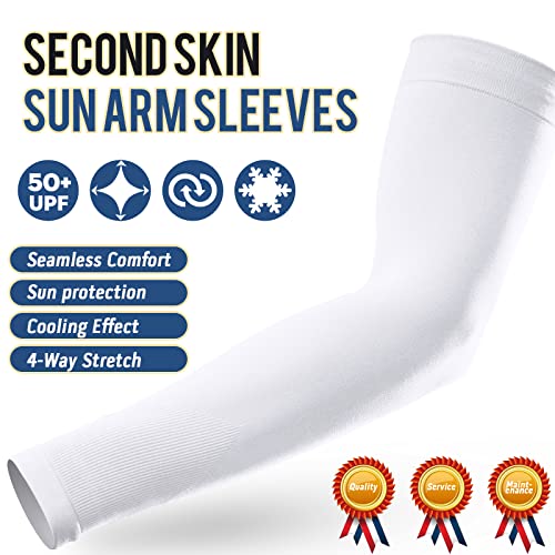 GOUNOD Sun Protection Cooling Arm Sleeves with Thumb Holes UPF 50+ UV - color: 8 Pairs White