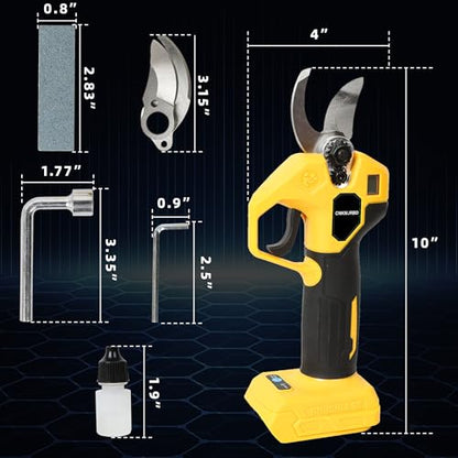 Pruning Shears Compatible with Dewalt 20V Battery,LCD Display SK5 Blades - color: Yellow