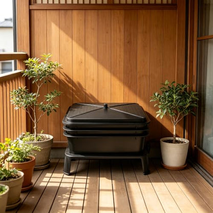 Worm Composting Bin 3-Layer Stackable Outdoor Composter for Kitchen Scraps