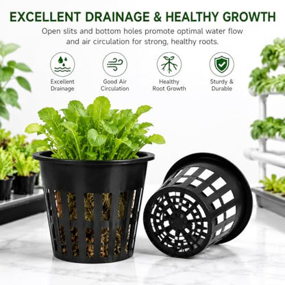 3 Inch Hydroponic Net Pots 100 Pack, Heavy Duty PP Net Cups for Seedlings