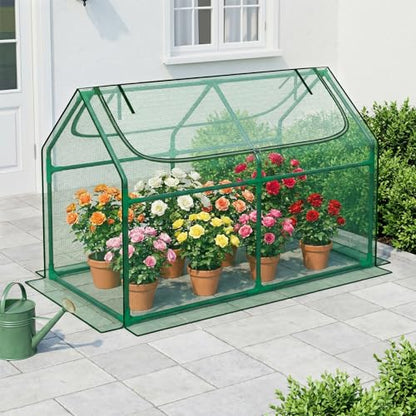 Superlele 4x2x3FT Mini Greenhouse with 2 Large Zipper Doors for Outdoor - style: (Green)-4x2x3Ft
