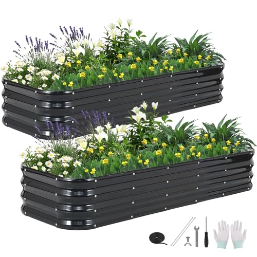 4 in 1 Galvanized Raised Garden Bed, 6x2x1ft, 2Pack, Grey - color: Gray, size: 6x2x1ft (2packs)