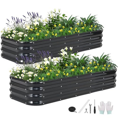 4 in 1 Galvanized Raised Garden Bed, 6x2x1ft, 2Pack, Grey - color: Gray, size: 6x2x1ft (2packs)