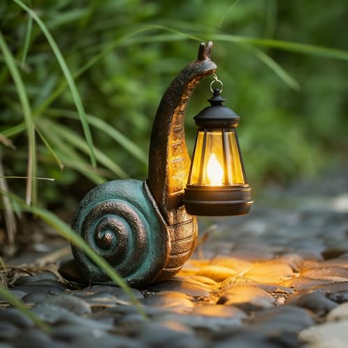 Solar Garden Snail Statue,Lawn Decor Statue for Patio, Balcony, Yard Ornament - Mothers Day Gifts for Mom Grandma Women - color: Bronze Snail