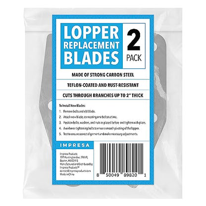 IMPRESA Lopper Replacement Blades - 2 Pack, Compatible with Fiskars PowerGear 25"/31" & PowerGear 2 27"/32" - Bypass Lopper Blades - PTFE-Coated for Gardening Tools - Ambidextrous with Storage Bag
