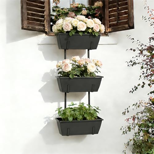 OYEAL Railing Planter Box Outdoor Deck Railing Planter Boxes - color: Rustic Gray