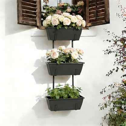 OYEAL Railing Planter Box Outdoor Deck Railing Planter Boxes - color: Rustic Gray