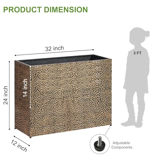 BAYN Large Rectangular Metal Garden Block Planter Box 32x12x24 Inch - color: Copper