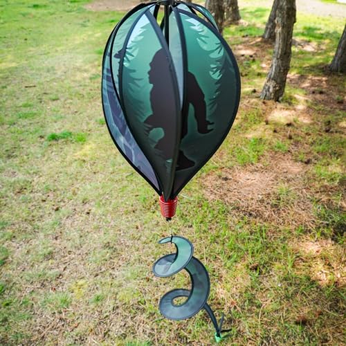 In the Breeze 0975 — Sasquatch 6-Panel Hot Air Balloon — Bigfoot Wind Spinner with Tail for Yards and Gardens… - color: Sasquatch