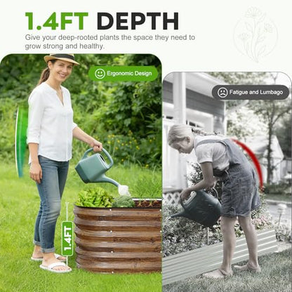 Galvanized Raised Garden Bed - 1PCS 6x2x1.4ft Metal Planter Box Brown - color: Brown, size: 6x2x1.4ft(1pcs)