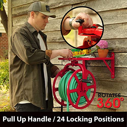 Liberty GARDEN 713 Revolution Multi-Directional Garden Hose Reel, Red - style: Industrial