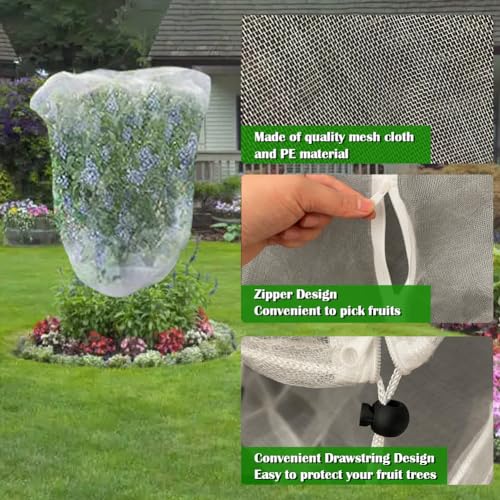 FONUNO Fruit Tree Netting with Zipper Birds Netting for Fruit Trees, Black - color: Black, size: 8 x 8 feet - 1 Pack