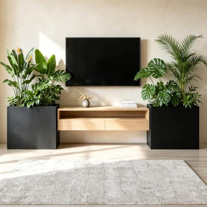 Metal Rectangular Planter Box 24" L x 12" W x 24"H Black Tall Metal Planter - color: Black, size: 24*12*24