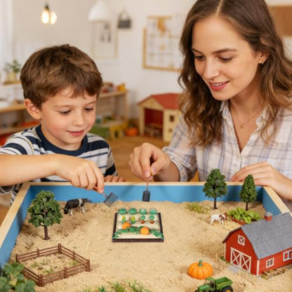 Sewroro Mini Landscape Vegetable Field Model Mini Farm Tool Model Set Dollhouse Accessories for Diorama Vegetable Garden Miniature Farm Tool Set Home Decor Scene Layout