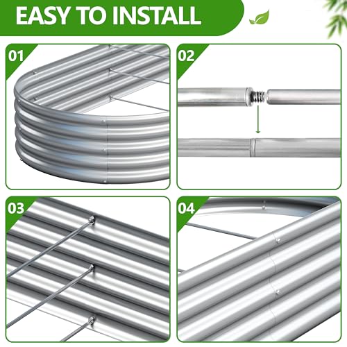 2PCS 6x3x1ft Galvanized Metal Raised Garden Bed Kit,Outdoor Planter Box Vegetables,Flowers,Herbs Durable Rust-Resistant Patio Gardening Beds - size: 6x3x1(2PCS)
