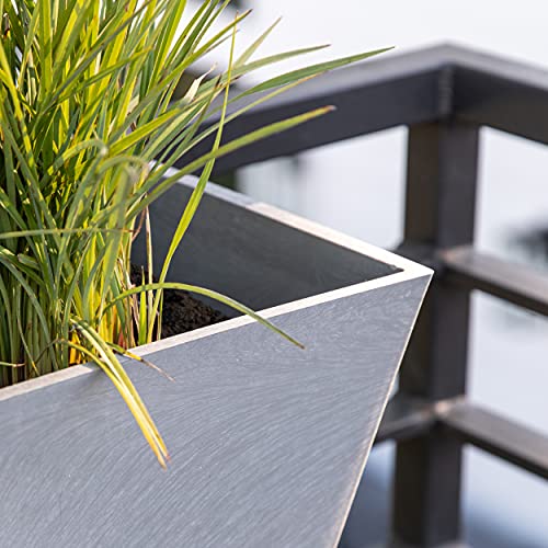 Veradek Pure Series Railing Planter - Tapered Window Box with Bracket - color: Gray, size: 36 inch - 2 Pack