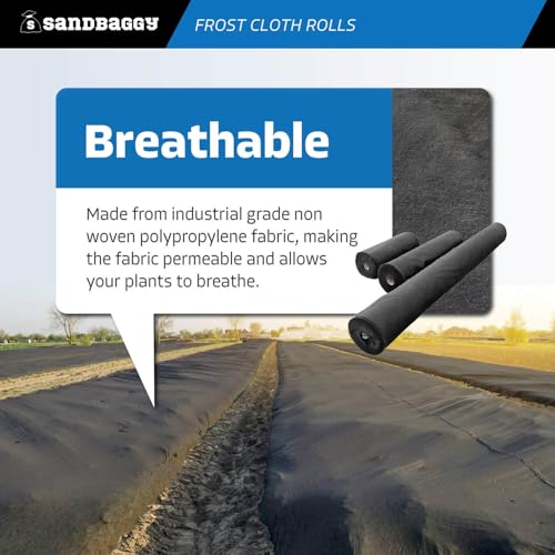 Sandbaggy Frost Cloth Rolls (3 ft x 360 ft) | Winter Cover for Shrubs, Trees, Gardens | Plant Blanket, Freeze Protection | Black, 4 oz Polypropylene (1 roll) - style: 1 roll - 3 ft x 360 ft