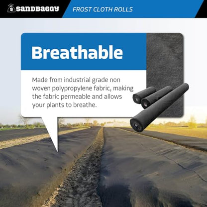 Sandbaggy Frost Cloth Rolls (3 ft x 360 ft) | Winter Cover for Shrubs, Trees, Gardens | Plant Blanket, Freeze Protection | Black, 4 oz Polypropylene (1 roll) - style: 1 roll - 3 ft x 360 ft