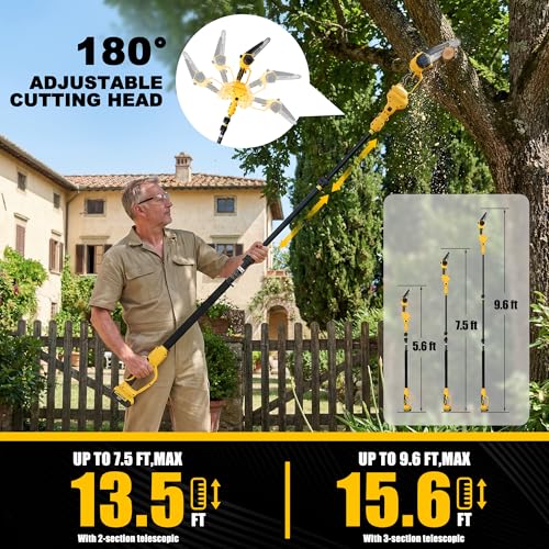 2-in-1 Cordless Pole Saw Compatible with Dewalt 20V MAX Battery (No Battery)