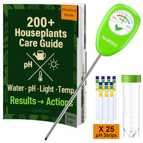 Indoor Plant Care Kit - Soil Moisture Meter, 200+ Houseplant Watering Guidebook & pH Test Strips (25 Counts) - Plant Mom Gifts, Starter Tool Set for Monstera, Succulent & Fiddle Leaf Fig