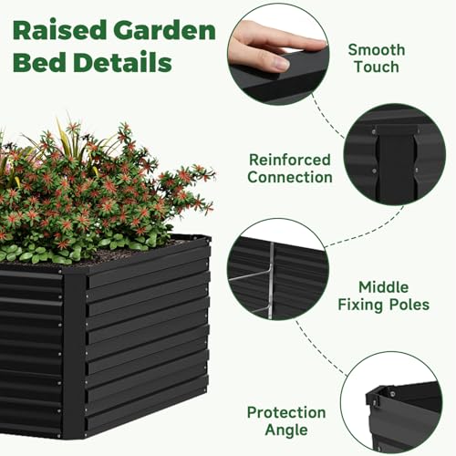NAVINE 6x3x3ft Outdoor Metal Raised Garden Bed, Metal Planter Box, 2-Pack - color: Black, size: 6x3x3 FT-2PC
