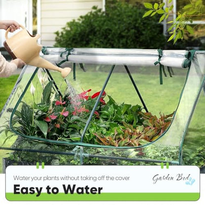 Quictent 4x3x2ft Galvanized Raised Garden Bed with Cover - color: Clear, size: 4 x 3 x 2 ft