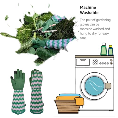 Thornproof Rose&Cactus Gardening Gloves,Gauntlet Garden Glove,Gifts - color: Green, size: Medium