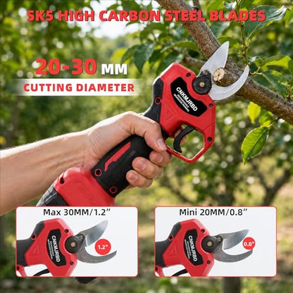 Pruning Shears Compatible with Milwaukee M18 18V Battery,LCD Display - color: Red