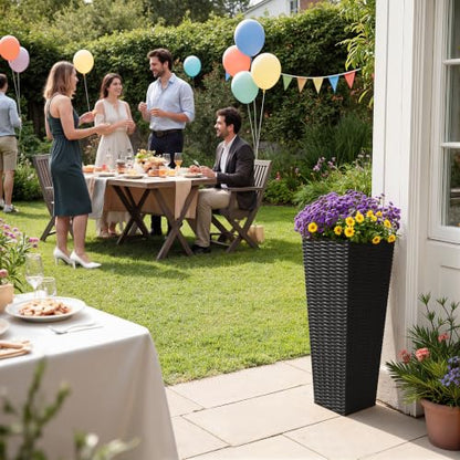 Greesum 23 Inch Tall Plastic Planters (Set of 2), Black - color: Black, size: 23" Height without Tray