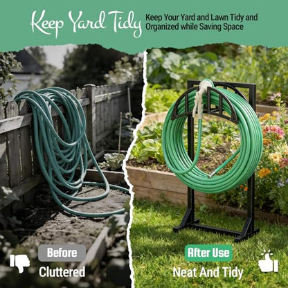 YQSLYSF Garden Hose Holder Stand, Water Hose Reel Storage Rack - color: Matte Black