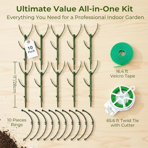 Monstera Plant Support Stakes Indoor - 10 Pack Stackable Garden Trellis for Potted Climbing Pothos Support - Durable All-in-One Tall Plant Sticks Pole for Modern Home Gardening (10 Pack)