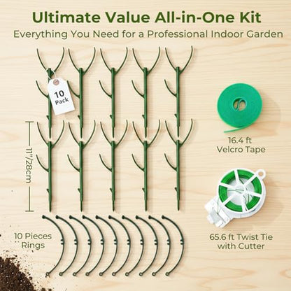 Monstera Plant Support Stakes Indoor - 10 Pack Stackable Garden Trellis for Potted Climbing Pothos Support - Durable All-in-One Tall Plant Sticks Pole for Modern Home Gardening (10 Pack)