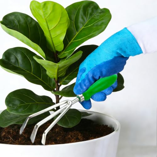 Garden Rake Tiller Tool - 3 Prong Hand Claw for Loosening and Aerating Soil