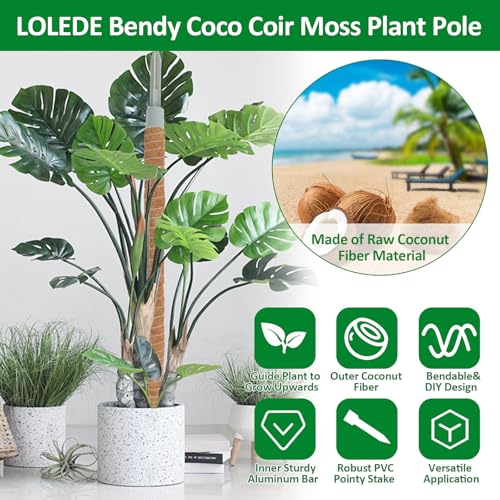 2 Pack Moss Pole, 55 Inches Tall Bendable Coco Coir Poles Monstera Plant Support for Climbing Indoor Plants, DIY Plant Stakes Kit Support for Pothos, Philodendron,Potted Plants - size: 55 Inches(2 Pack)