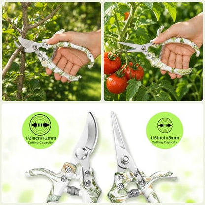 Garden Pruning Shears, Bypass Pruning Shears, Easy Lock, Floral Patterns, Professional Garden Clippers for Plants and Flowers - color: Bypass