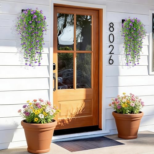RECUTMS Artificial Hanging Flowers for Outdoors 4Pc Silk Daisy Plant Purple - color: Purple