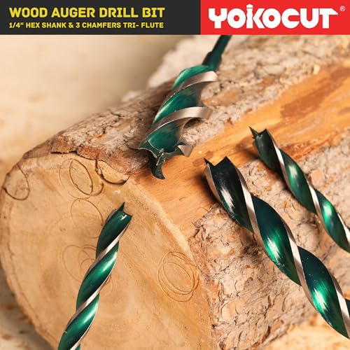 1" x 6" Auger Drill Bit, Hex Shank Tri-Flute Wood Drill Bits, Ship Auger Long Drill Bit for Soft and Hard Wood, Plastic, Drywall, Tree Stump and Composite Materials - size: 1 Inch, style: Length: 6"