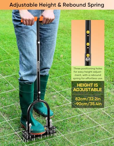 Sakerplus Aerator Lawn Tool, Hand Metal Spike Lawn Aerator - color: Orange Handle