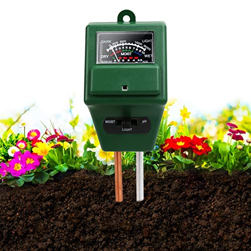 Moisture Meter for Plants, 3-in-1 Soil Test Kit for PH/Moisture/Light, Soil Ph Tester for Indoor Outdoor, Plant Hygrometer Water Testing Probe Sensor Analyzer Detector for Lawn Farm Gardening Tools