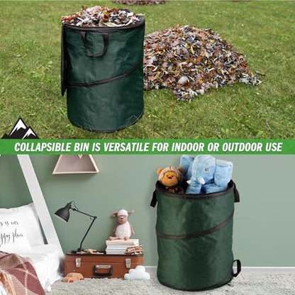 Wakeman Pop Up Outdoor Trash Can, Green, 46 Gallon