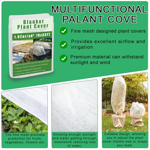 Frost Cloth 10x33FT | Breathable Plant Freeze Protection Garden Row Cover - size: 10*33 FT