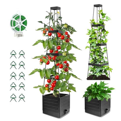 2 Pack Tomato Planter with Trellis 57 Inch Self Watering Pots Cage Boxes