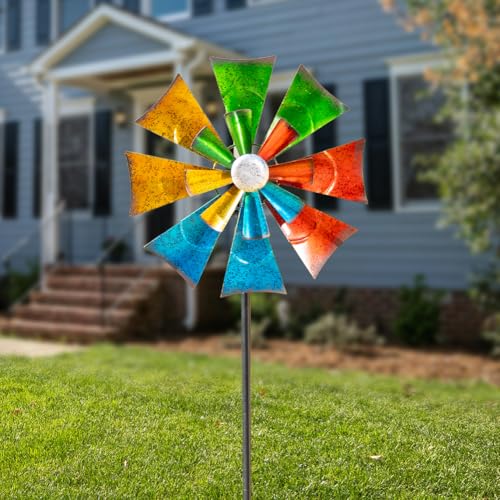 Viveta Metal Wind Spinners Outdoor, Colorful Kinetic Wind Spinner - color: Colorful-single
