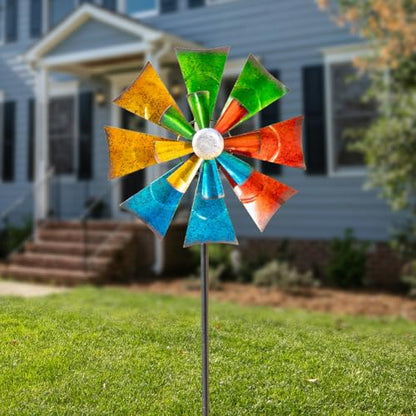 Viveta Metal Wind Spinners Outdoor, Colorful Kinetic Wind Spinner - color: Colorful-single