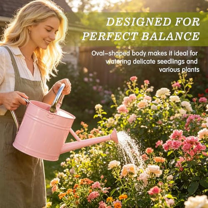 1 Gallon Watering Can for Outdoor&Indoor Plants，Pink - color: Pink