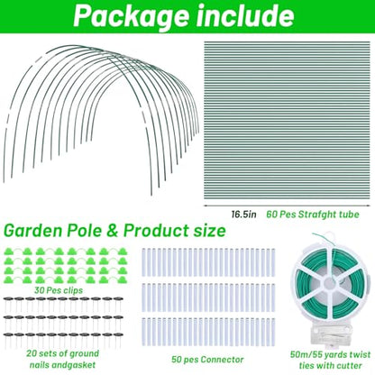161 PCS Greenhouse Hoops Kit 7 FT Garden Tunnel Hoops for Raised Beds